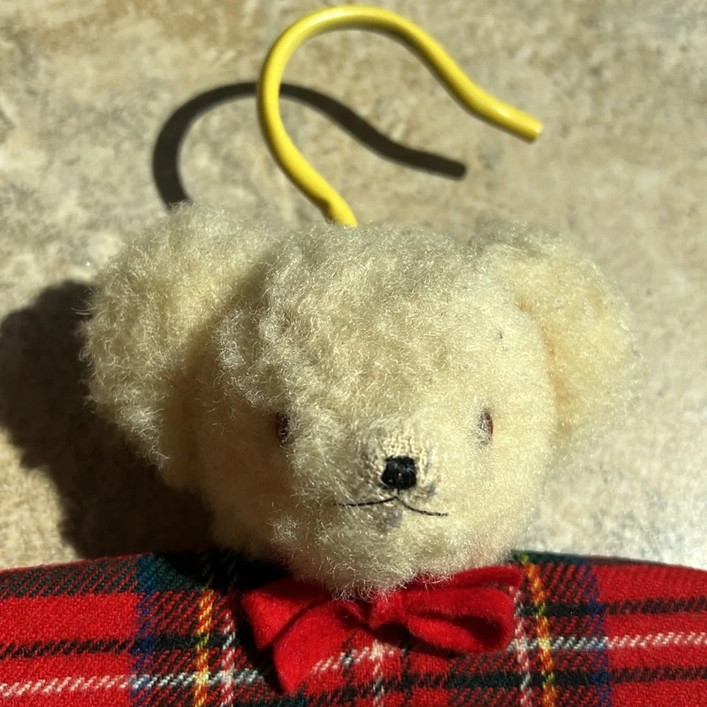 RARE Vintage Children Kids Clothing Coat Hanger Teddy Bear face 3D felt & duck
